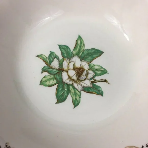 Stetson Serving Bowl Camille Pattern White Flower Gold Filigree 22 KT Gold VTG - Picture 3 of 8